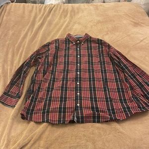 Nautica Red and Blue Check Casual Long Sleeve Button Down Shirt 3XL